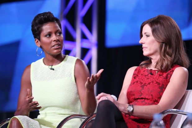 NBC correspondent Tamron Hall and Sharon Scott, EVP of NBC News' Peacock Productions, at TCA 2014 (Getty Images)