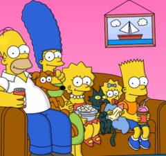 The Simpsons characters on their couch