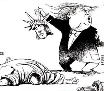 Image result for Lady liberty assaulted by trump