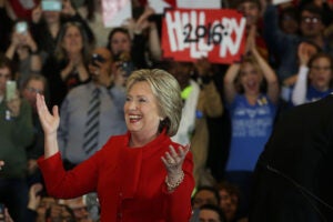 Hillary Clinton Holds Iowa Caucus Night Gathering In Des Moines