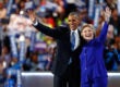 Barack Obama and Hillary Clinton at Democratic Convention