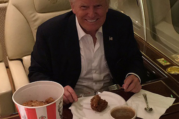 Image result for eating chicken with a fork trump