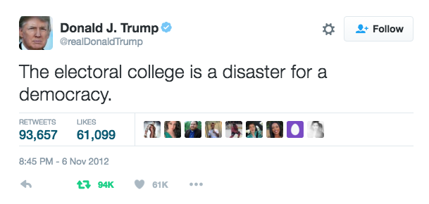 Image result for trump tweets on romney and electoral college