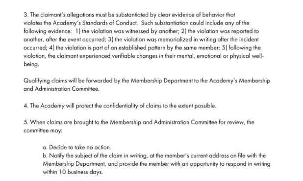 academy awards oscars misconduct policy