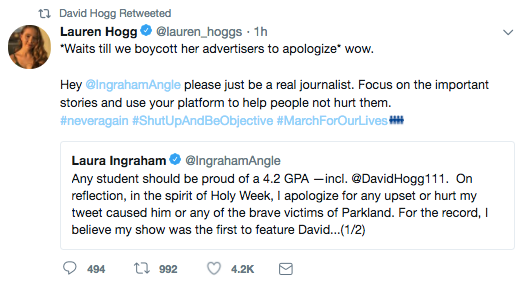 david hogg rt laura ingraham