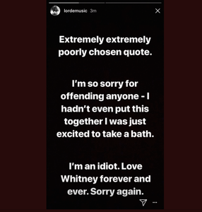 Lorde Instagram story