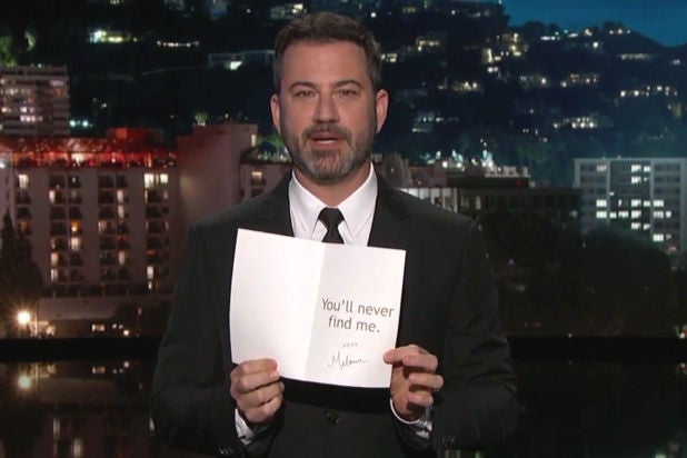 jimmy kimmel live donald trump birthday card from melania
