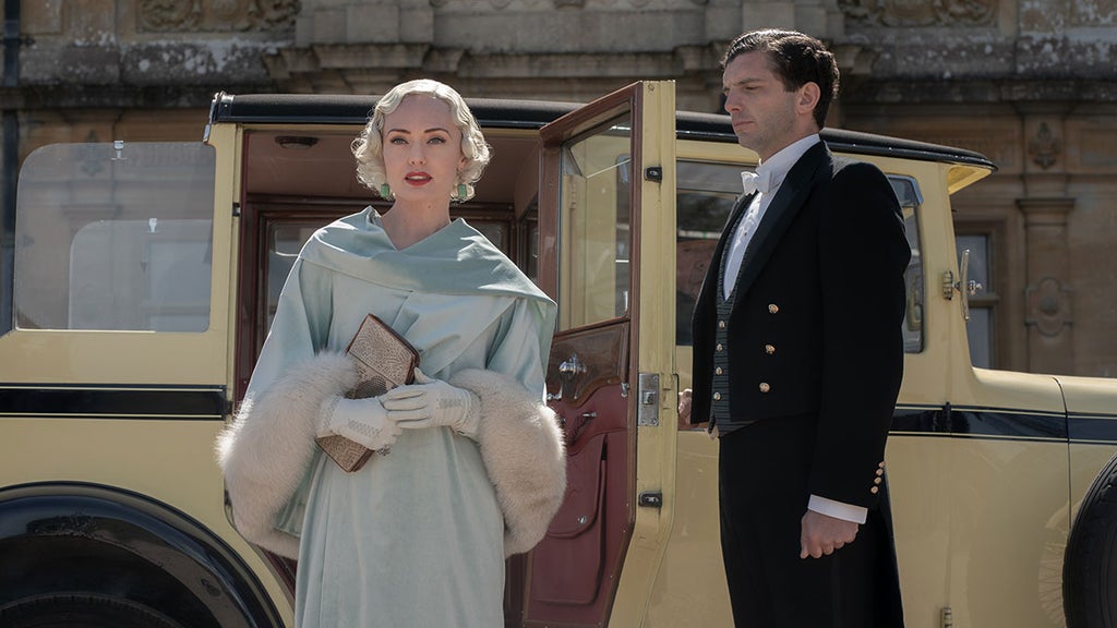 Laura Haddock stars as Myrna Dalgleish and Michael Fox as Andy in Downton Abbey: A New Era