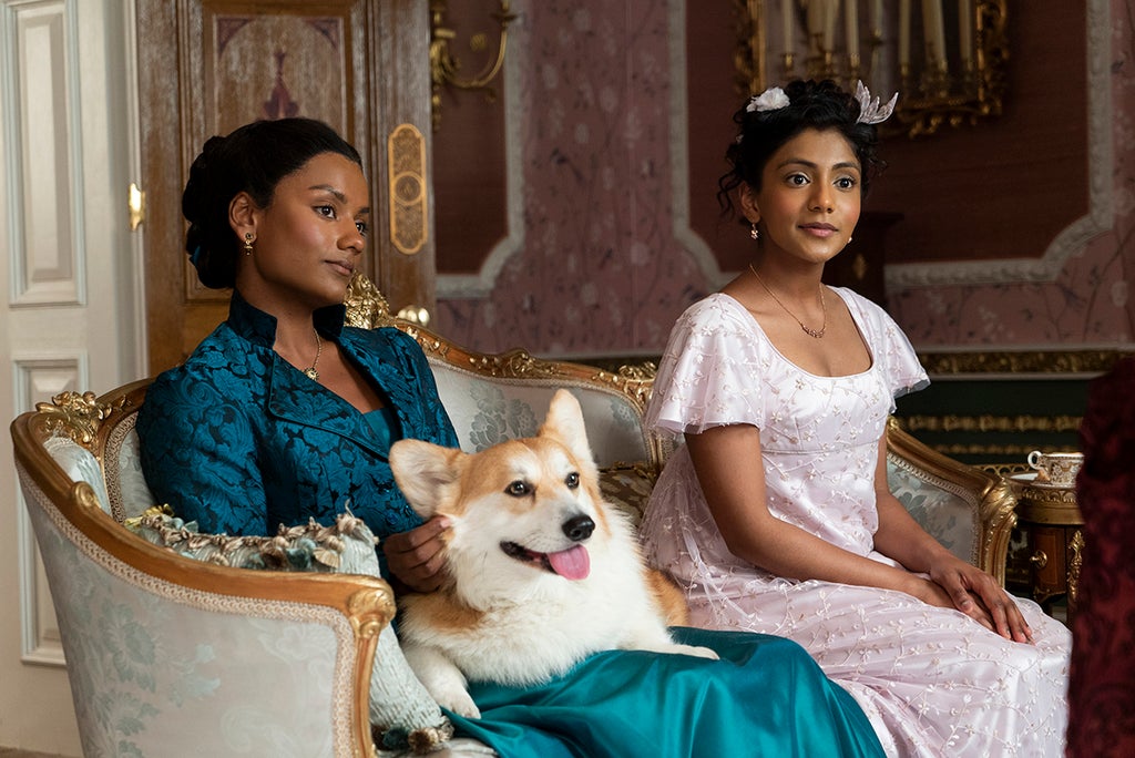 Simone Ashley as Kate Sharma, Charithra Chandran as Edwina Sharma in Episode 201 of "Bridgerton" (Liam Daniel/Netflix)