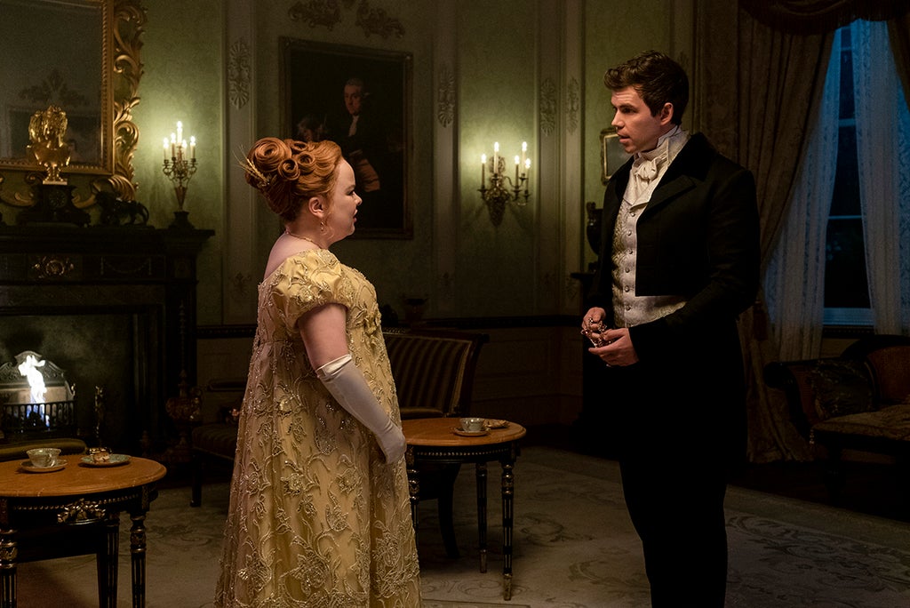 Nicola Coughlan as Penelope Featherington, Luke Newton as Colin Bridgerton in episode 208 of "Bridgerton" (Liam Daniel/Netflix)