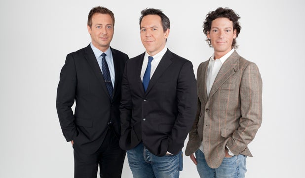 From left to right: your hosts Andy Levy, Greg Gutfeld and Bill Schulz