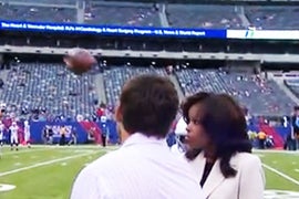 Fox’s NFL Reporter Pam Oliver Drilled in Face by Football During Broadcast (Video)