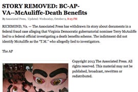 Associated Press Retracts Erroneous Report About Terry McAuliffe