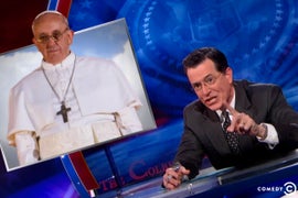 Stephen Colbert: Pope Francis Is Batman — Check Out the Nipples on His Suit (Video)