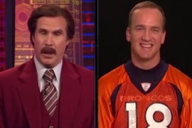 ‘Anchorman’ Ron Burgundy Asks Peyton Manning How He Plays Quarterback Without a Mustache (Video)