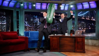 Jimmy Fallon Passes Famous ‘Late Night’ Pickle to Seth Meyers (Photo)