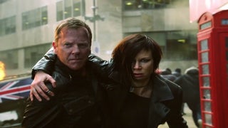 ’24: Live Another Day’: Jack Bauer Walks Toward Danger, Gun Drawn, Girl on Arm (Video)