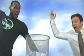 Jimmy Fallon Takes On Lebron James In ‘Wastepaper Basketball’ (Video)