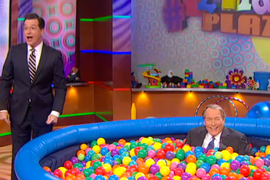 Stephen Colbert, Charlie Rose Have Playdate in Giant Ball Pit (Video)