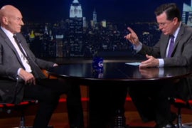 ‘X-Men’ Star Patrick Stewart to Stephen Colbert: I Fly Coach for the People (Video)