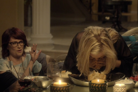 Here Is Megan Mullally Getting Drunk and a Cake Being Decimated (Exclusive Video)