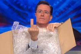 Stephen Colbert Delivers Middle Finger to Amazon (Video)