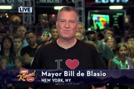 New York City Mayor Bill De Blasio Sings ‘I Love LA’ on ‘Jimmy Kimmel Live’ (Video)