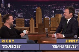 Ricky Gervais Plays ‘Word Sneak’ With Jimmy Fallon on ‘The Tonight Show’ (Video)