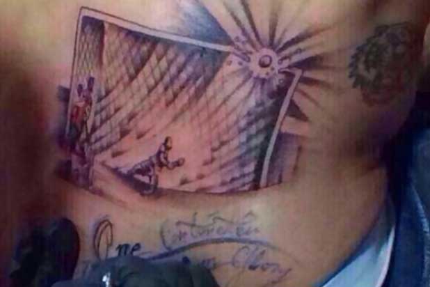 A Chilean soccer play who missed a penalty kick just tattooed the sad scene onto his flesh