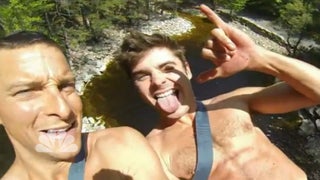 Zac Efron and Bear Grylls Tear Shirts Off and Rappel Down a Waterfall Together (Video)