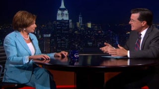Stephen Colbert Asks ‘Nemesis’ Nancy Pelosi If She Has Naked Pictures of John Boehner (Video)