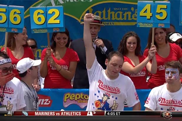Hot dog eating contest on ESPN