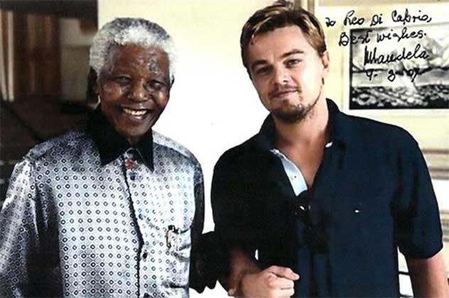 Nelson Mandela and Leonardo DiCaprio signed picture