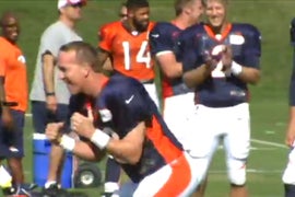 Peyton Manning Dances, We Think, to ‘Rocky Top’ at a Denver Broncos Practice (Video)