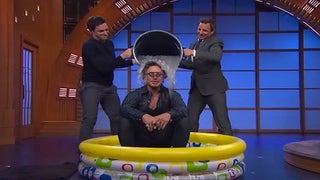 Mickey Rourke Gets Soaked in ALS Ice Bucket Challenge on ‘Late Night With Seth Meyers’ (Video)
