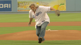 Jeff Bridges Bowls the First Pitch at an LA Dodgers Game, Lebowski-Style (Video)