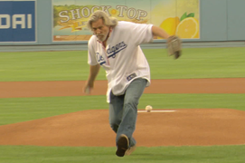 Jeff Bridges Bowls the First Pitch at an LA Dodgers Game, Lebowski-Style (Video)