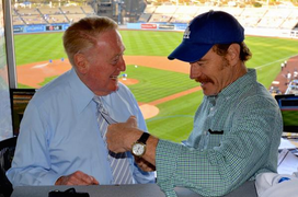 Bryan Cranston Meets His Idol, Dodgers Announcer Vin Scully (Photo)