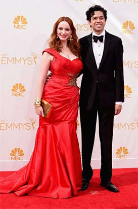 Christina Hendricks and Geoffrey Arrend, Emmys 2014