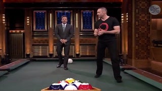 Hugh Jackman Helps Jimmy Fallon Introduce World to Pool Bowling (Video)