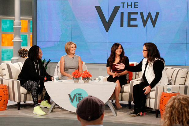 THE VIEW, Monday, September 22, 2014 on ABC's 'The View.' 'The View' airs Monday-Friday (11:00 am-12:00 pm, ET) on the ABC Television Network. (Photo by Lou Rocco/ABC via Getty Images) WHOOPI GOLDBERG, NICOLLE WALLACE, ROSIE PEREZ, ROSIE O'DONNELL