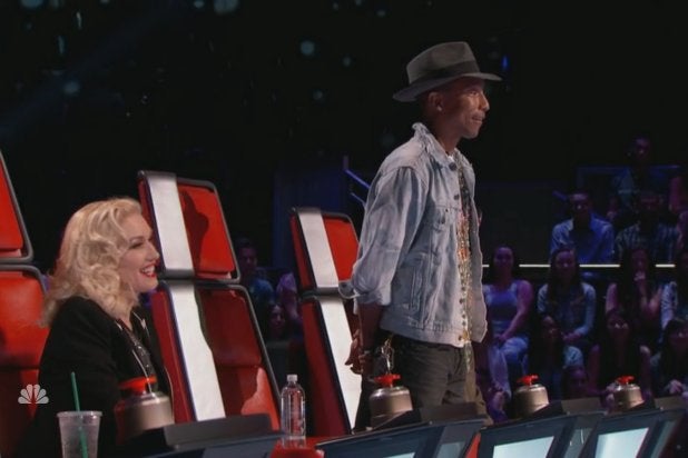 Gwen Stefani, Pharrell Williams on "The Voice"