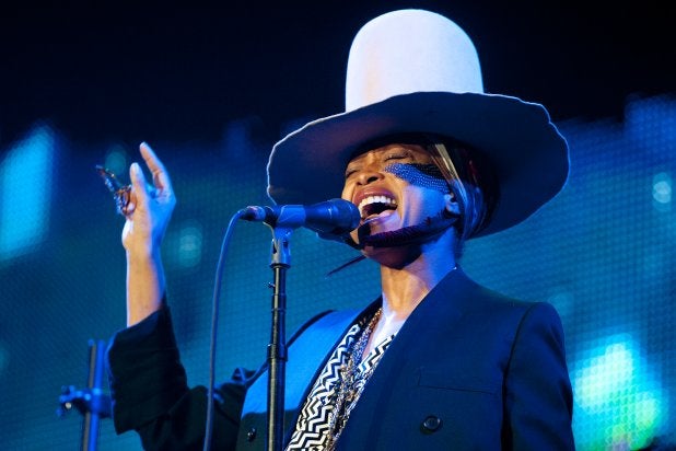 Erikah Badu performs at the Grammys