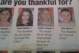 A Sixth Sense Sequel? 8-Year-Old Gives Thanks for Dead People