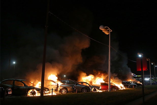 FERGUSON, MO - NOVEMBER 25: A row of cars burn at a used car lot during a demonstration on November 24, 2014 in Ferguson, Missouri. Ferguson has been struggling to return to normal after Brown, an 18-year-old black man, was killed by Darren Wilson, a white Ferguson police officer, on August 9. His death has sparked months of sometimes violent protests in Ferguson. A grand jury today declined to indict officer Wilson. (Photo by Justin Sullivan/Getty Images) FERGUSON, MO - NOVEMBER 25: A row of cars burn at a used car lot during a demonstration on November 24, 2014 in Ferguson, Missouri. Ferguson has been struggling to return to normal after Brown, an 18-year-old black man, was killed by Darren Wilson, a white Ferguson police officer, on August 9. His death has sparked months of sometimes violent protests in Ferguson. A grand jury today declined to indict officer Wilson. (Photo by Justin Sullivan/Getty Images)