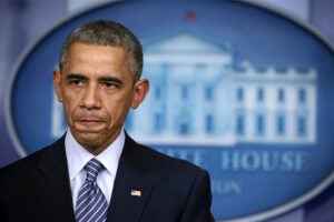 WASHINGTON, DC - NOVEMBER 24: U.S. President Barack Obama makes a statement following the announcement of the grand jury's decision in the shooting death of unnamed black teenager Michael Brown in Ferguson, Missouri, at the James Brady Press Briefing Room of the White House November 24, 2014 in Washington, DC. The grand jury has decided that officer Darren Wilson will not be charged in the fatal shooting. (Photo by Alex Wong/Getty Images)