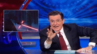 Stephen Colbert Breaks Character to Talk ‘Star Wars’ Lightsaber Controversy (Video)