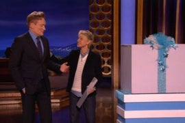 Ellen DeGeneres Out-Gifts Conan O’Brien During Surprise Appearance (Video)