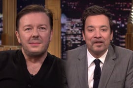 Ricky Gervais Can’t Stop Laughing During Fallon’s Funniest ‘Lip Flip’ Yet (Video)