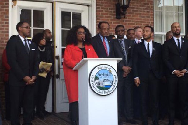 Oprah Winfrey, John Legend and Common in Selma. Credit: Hannah Lane/WSFA